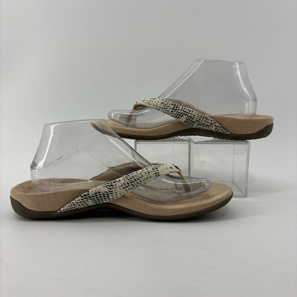 Vionic Dillon Womens Sz 9 Snake Embossed Flip Flop Sandal Tan Suede - Picture 5 of 10